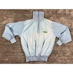 Silver Fox Windbreaker Mens L Blue Vintage Golf Pullover Quarter Zip Terry Lined